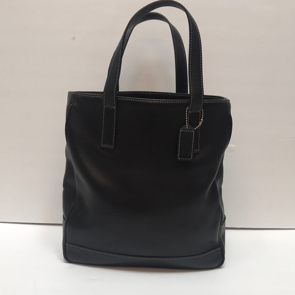Vintage Authentic Coach Black Leather Book Tote